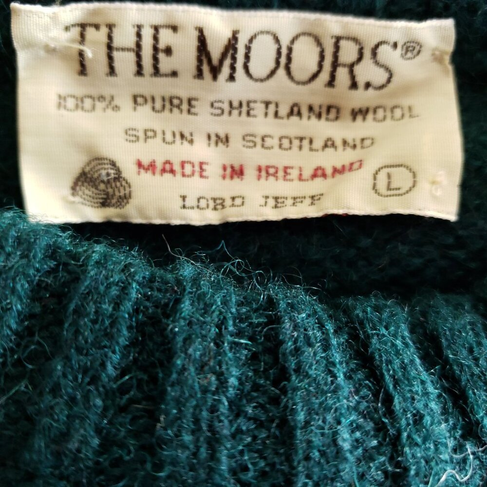 The Moors Shetland Wool Sweater Men's Sz Large Green Argyll - Picture 5 of 7